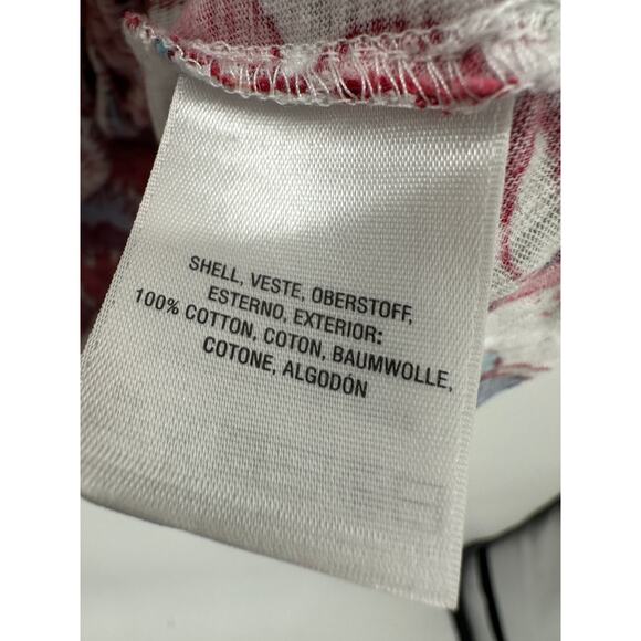 Deletta Babydoll Tank Women Large Pink Red Floral Sleeveless VNeck Boho Feminine - Picture 7 of 8